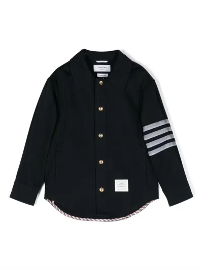Thom Browne Kids' Long-sleeve Cotton Shirt Jacket In Blue