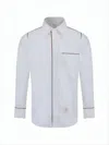 Thom Browne Long-sleeve Cotton Shirt With Subtle Piping Details In White