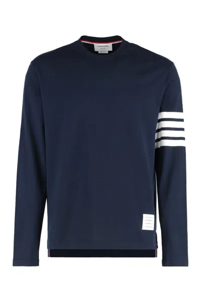 Thom Browne Four-bar Crewneck Sweatshirt In Black