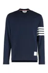 Thom Browne Four-bar Crewneck Sweatshirt In Blue