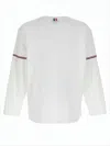 Thom Browne Long-sleeve Cotton T-shirt With Signature Stripe Details In White