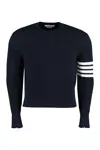 Thom Browne Merino Wool Crew-neck Sweater In Blue