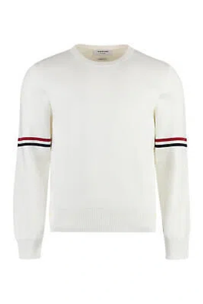 Pre-owned Thom Browne Long Sleeve Crew-neck Sweater In White