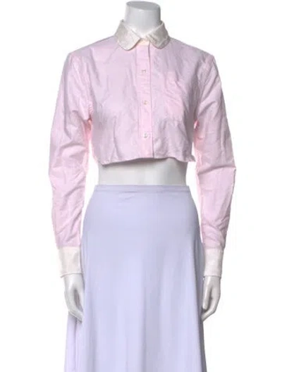 Pre-owned Thom Browne Long Sleeve Crop Top In Pink