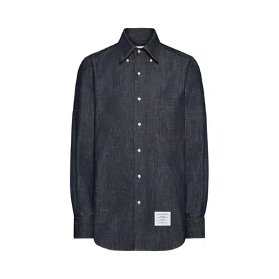 Pre-owned Thom Browne Long-sleeve Denim Straight Fit Shirt 'navy' | Blue | Men's Size 5
