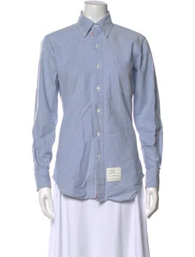 Pre-owned Thom Browne Long Sleeve Dress Shirt In Blue