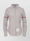 Thom Browne Long Sleeve Gingham Check Shirt In Gray