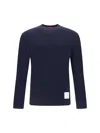 Thom Browne Ribbed Wool Blend Knit Pullover In Navy