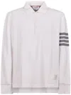 Thom Browne Long Sleeve Piqué Polo In White