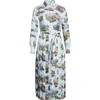 Thom Browne Scenic Toile Silk Twill Pleated Midi Shirtdress With Belt In Blue