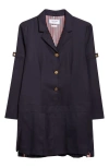 Thom Browne Long Sleeve Pleated Wool Blazer Dress In Blue