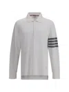 Thom Browne Long Sleeve Polo Sweater In White