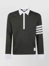 Thom Browne Classic Fit Long Sleeve Rugby In Med Weight Jersey With En In Black