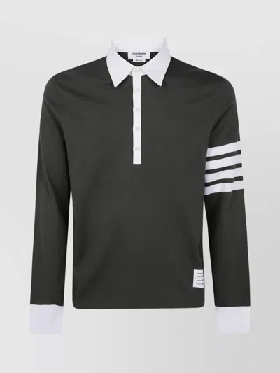 THOM BROWNE LONG SLEEVE RUGBY SHIRT WITH STRIPED SLEEVES