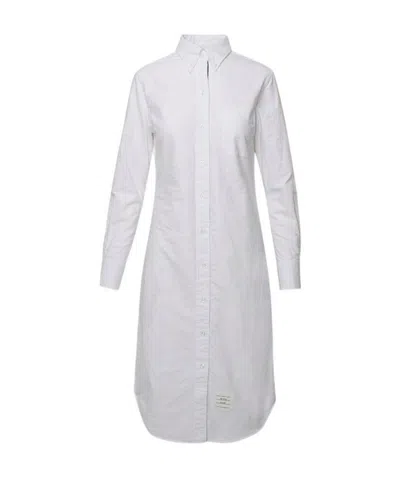 Thom Browne Long-sleeve Shirt Dress In Gray