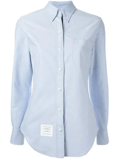 THOM BROWNE LONG SLEEVE SHIRT GROSGRAIN PLACKET IN BLUE OXFORD,FLL005E0013911852408