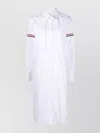 Thom Browne Long Sleeve Striped Poplin Dress In White