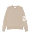 Thom Browne 4 Bar Stripe Shetland Wool Sweater In Neutral