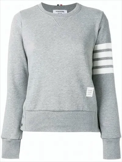 Thom Browne Long-sleeve Sweatshirt With Signature Stripes In Gray