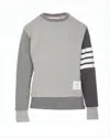 Thom Browne Long-sleeve Sweatshirt With Signature Stripes In Gray