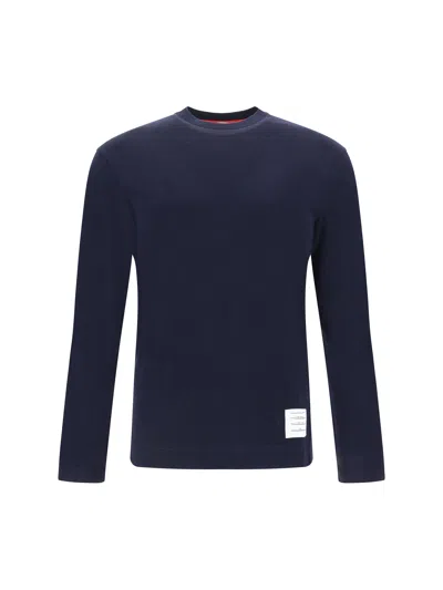 Thom Browne 4 Bar Wool Crewneck Sweater In Blue