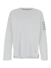 Thom Browne Long Sleeve Tee With 4 Bar Stripe In Milano Cotton Clothing In White
