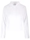 Thom Browne Long Sleeve Tucked Blouse In Poplin White In White