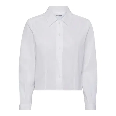 Thom Browne Long Sleeve Tucked Blouse Women In White