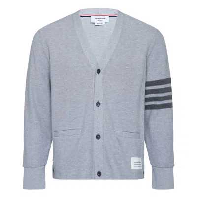 Thom Browne Long Sleeve V Neck Cardigan In Gray