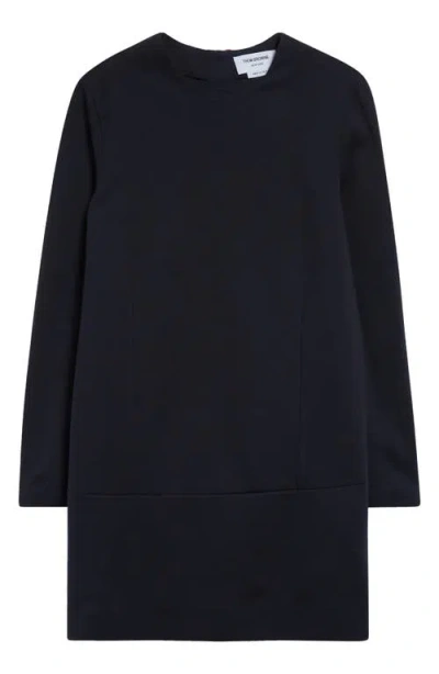 Thom Browne Long Sleeve Wool Blend Shift Dress In Navy
