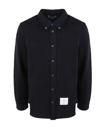 THOM BROWNE LONG-SLEEVE WOOL SHIRT
