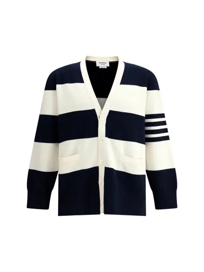 THOM BROWNE THOM BROWNE STRIPED V-NECK CARDIGAN