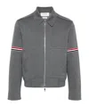 Thom Browne Rwb-stripe Cotton Jersey Zip-up Jacket In Gray