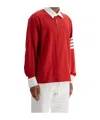 Thom Browne Long-sleeved Cotton Polo Shirt In Red