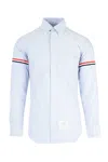 Thom Browne Long Sleeved Grosgrain-armband Shirt In Blue