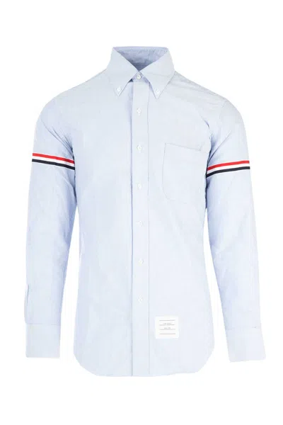 Thom Browne Long Sleeved Grosgrain-armband Shirt In Blue