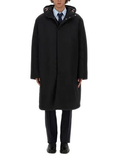Thom Browne Long Sleeved Hooded Padded Coat In Black