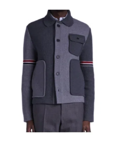 Thom Browne Long-sleeved Knitted Cardigan In Black
