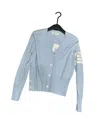 Thom Browne Long-sleeved Knitted Cardigan In Blue