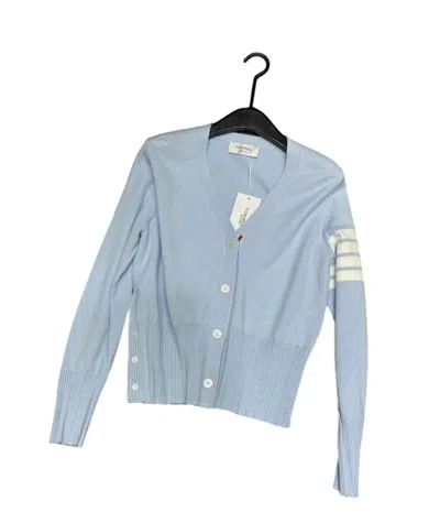 Thom Browne Long-sleeved Knitted Cardigan In Blue