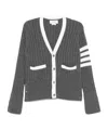 Thom Browne Long-sleeved Knitted Cardigan In Gray