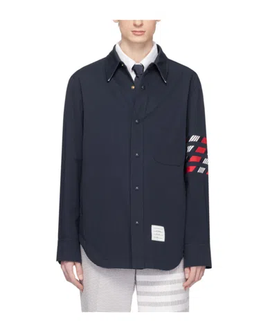 Thom Browne Long-sleeved Lapel Shirt In Black