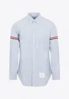 Thom Browne Button-down Collar Grosgrain-trimmed Cotton-poplin Shirt In Light Blue