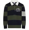 Thom Browne Khaki & Navy Striped Polo In Green