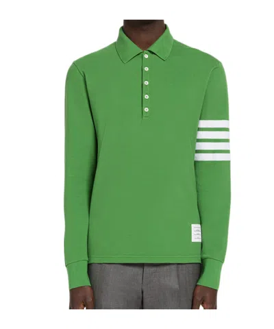 Thom Browne Long-sleeved Polo Shirt In Green