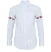 Thom Browne Striped Shirt With Colored Bands In Blue