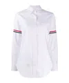 Thom Browne Cotton Shirt With Embroidered Stripes And Pocket In White