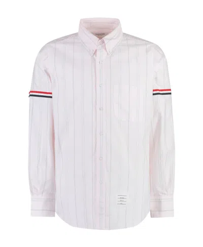THOM BROWNE LONG-SLEEVED STRIPED SHIRT