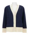 Thom Browne Contrasting-trim V-neck Cardigan In Blue