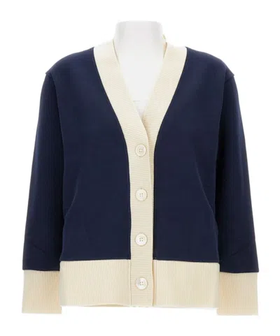 THOM BROWNE CONTRASTING-TRIM V-NECK CARDIGAN